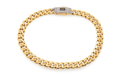 Monaco Chain bracelet Classic Plain Pavé lock 6,5 mm
