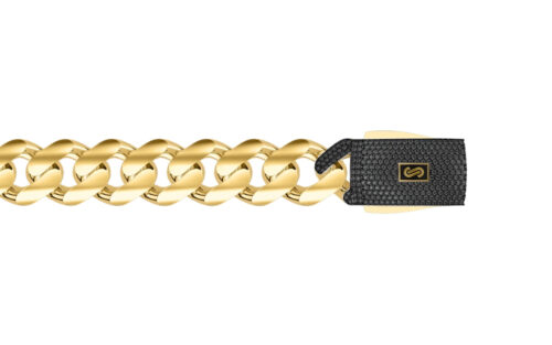 Monaco Chain Classic Plain Pavé lock Black 8 mm