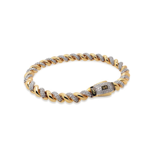 Monaco Chain Loop bracelet Alternate Pavé Lock 6 mm