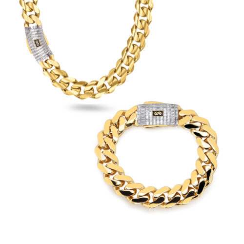 Monaco Chain set Classic Plain Baguette lock 15,5 mm
