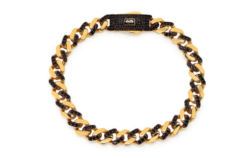 Monaco Chain bracelet Classic Alternate Pavé lock Black 8 mm