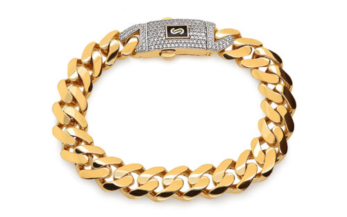 Monaco chain bracelet Classic Plain Pavé lock 11,5 mm