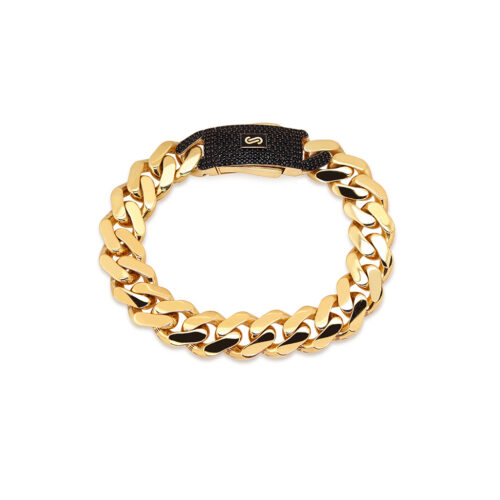 Monaco chain bracelet Classic Plain Pavé lock black 13,5 mm