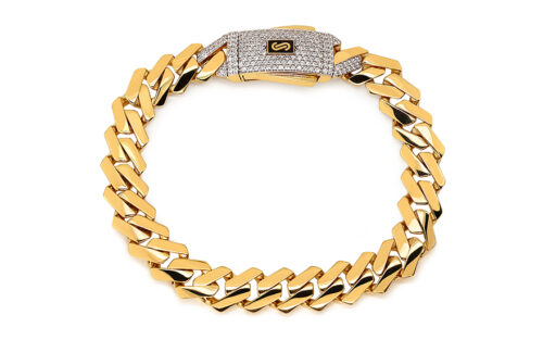 Monaco Chain bracelet Edge Plain Pavé lock 11,5 mm