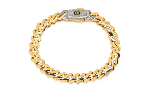 Monaco Chain bracelet Edge Plain Pavé lock 9,5 mm