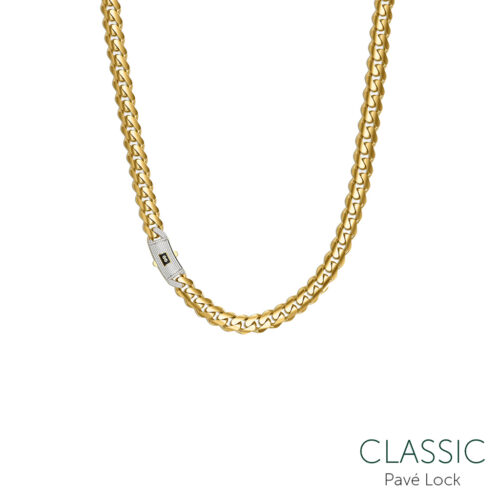 Monaco Chain Classic Plain Pavé lock 5 mm
